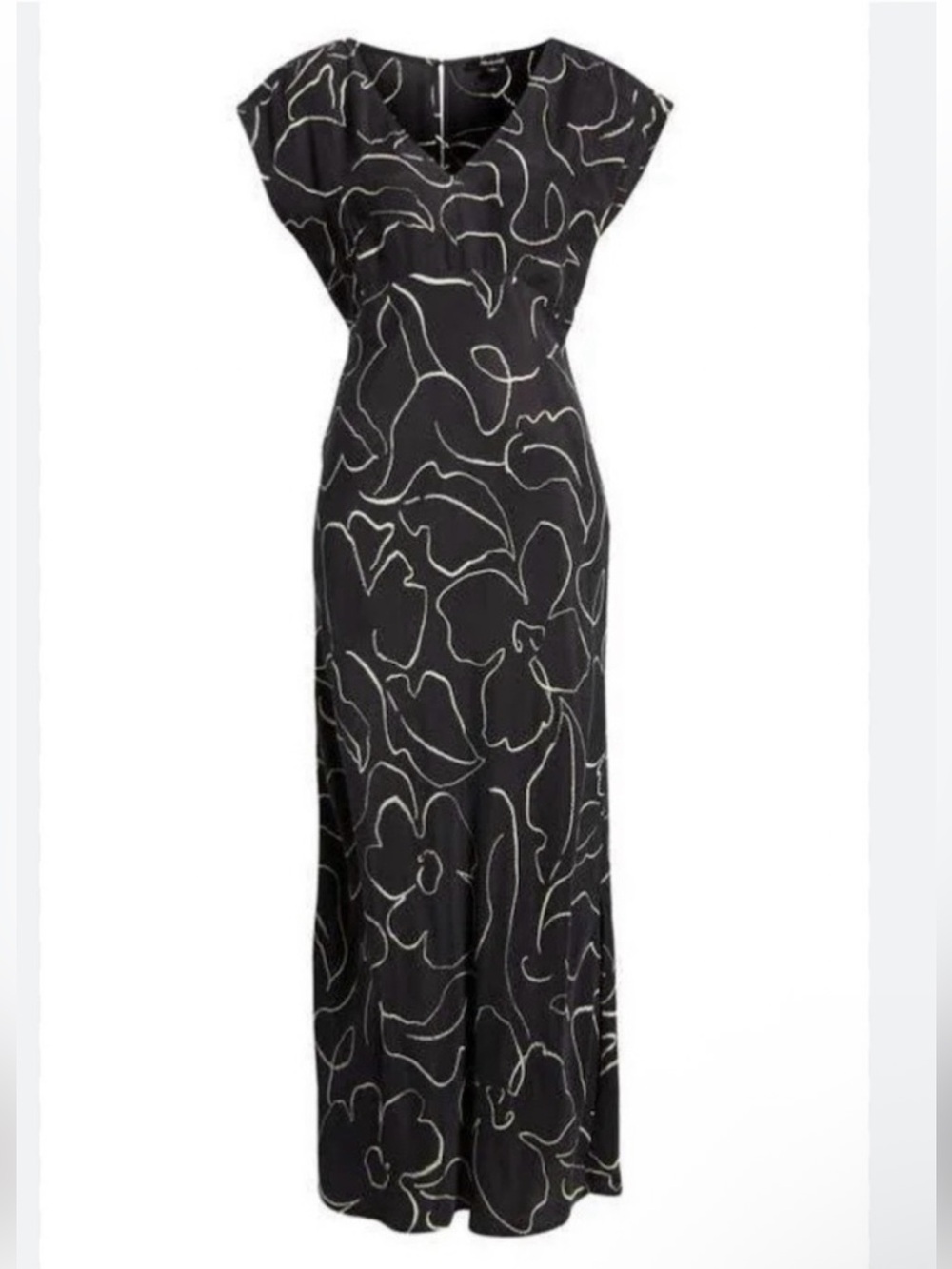 NWOT Madewell Marianna V-Neck Cupro Blend Maxi Dress - Size 6 - abstract floral